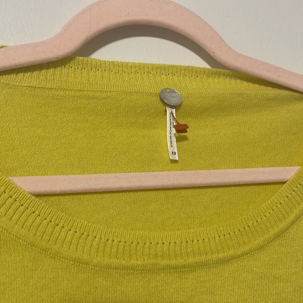 Nwt Margaret O’leary Pointelle Detail Sweater Yellow Xs — image 4 of 7